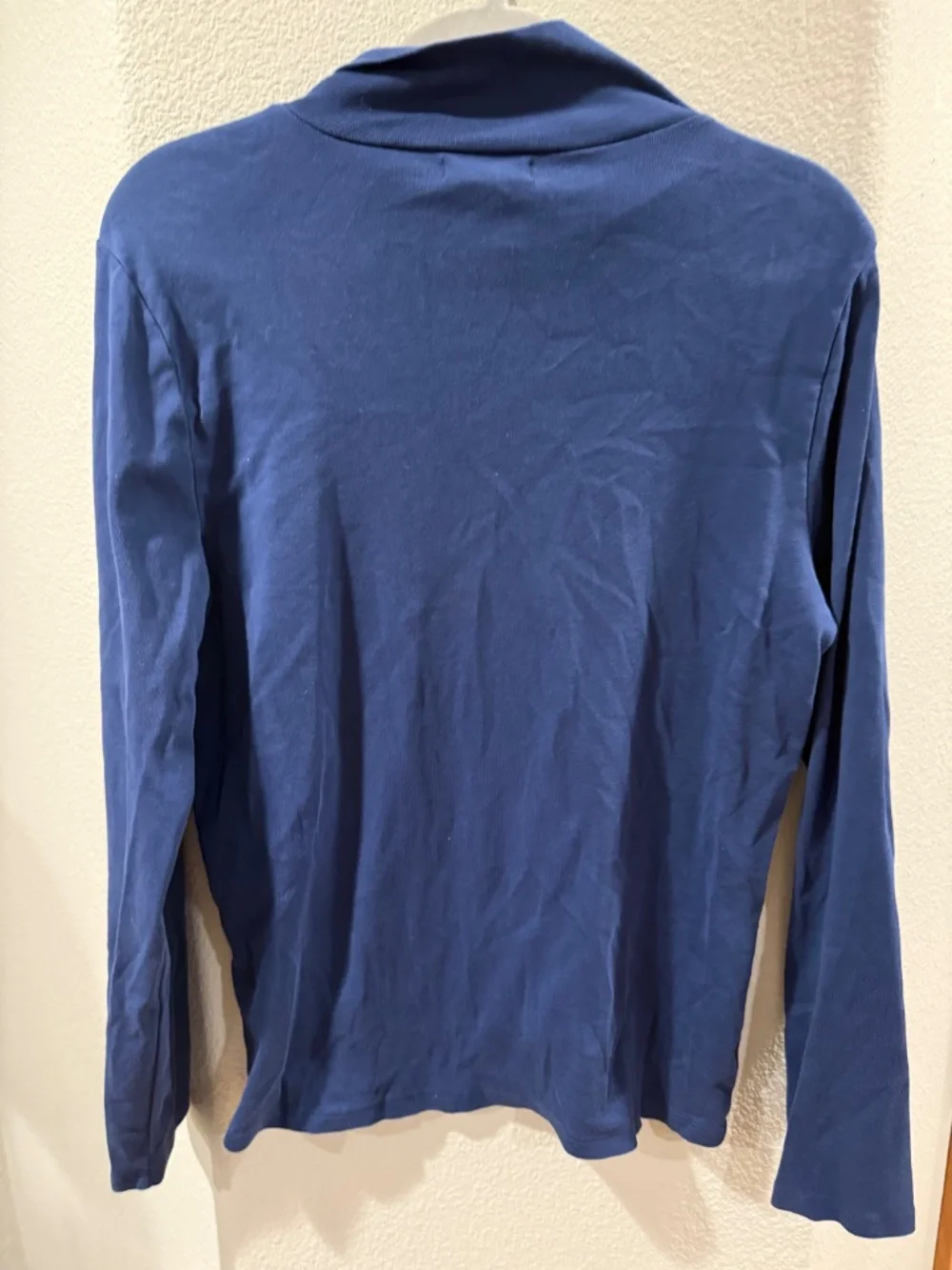 J. Crew Ribbed Turtleneck Top With Gold Buttons XL in Royal Blue NEW